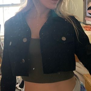 Cropped Black Corduroy Jacket